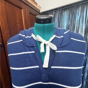 Market & Spruce V-Neck Sweater in Navy and White